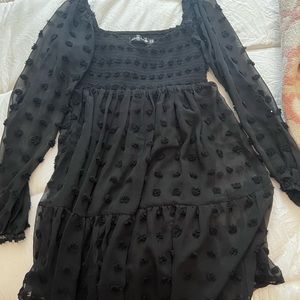 Black poka dot mesh dress